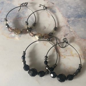Like NWOT 2 Pair of Hoops Brown and Black